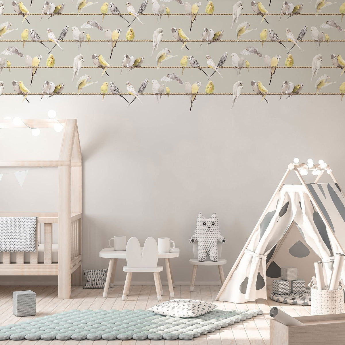 Tapete "Lovebirds grey" , von Koziel aus Frankreich