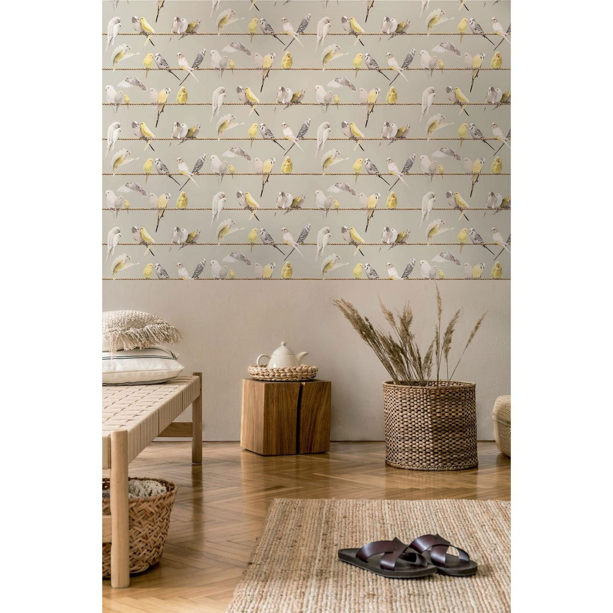 Tapete "Lovebirds grey" , von Koziel aus Frankreich