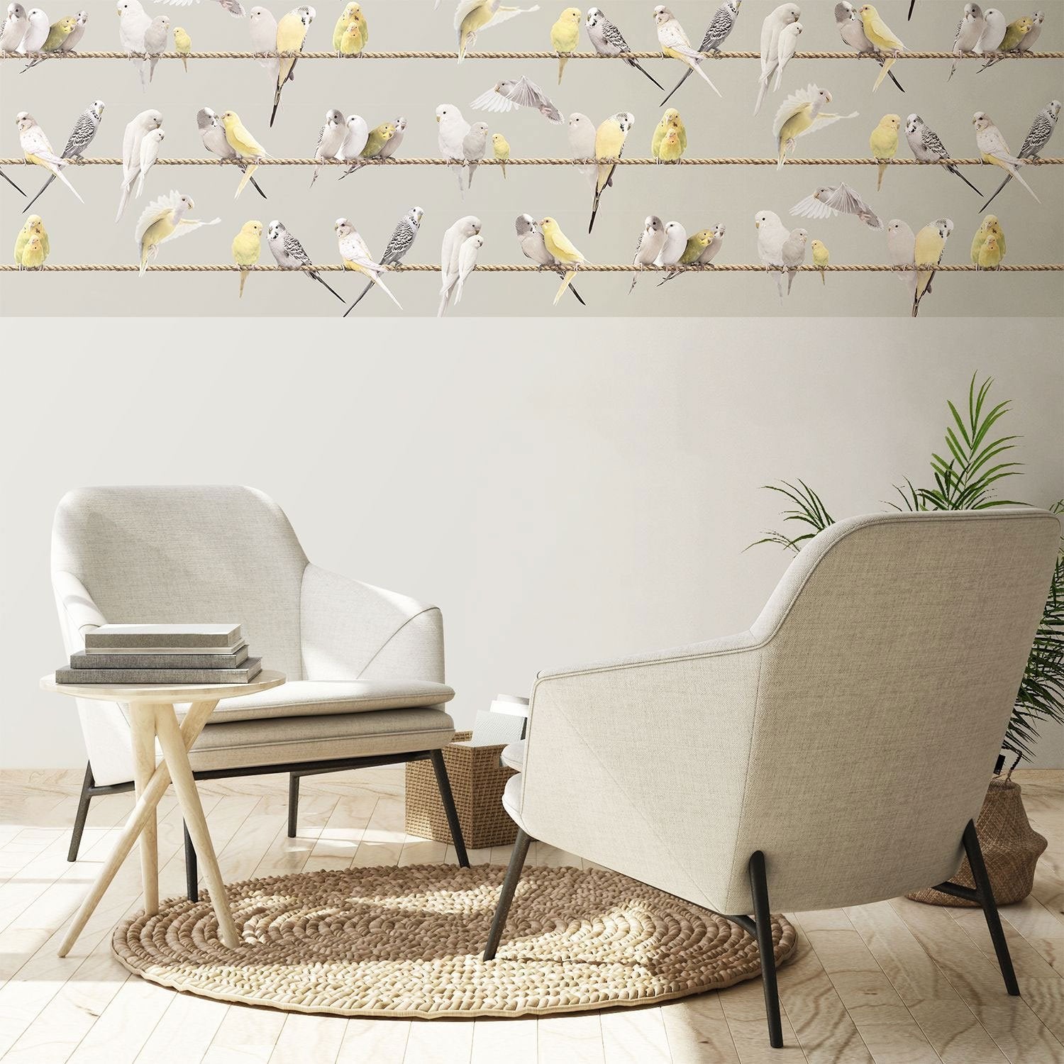 Tapete "Lovebirds grey" , von Koziel aus Frankreich
