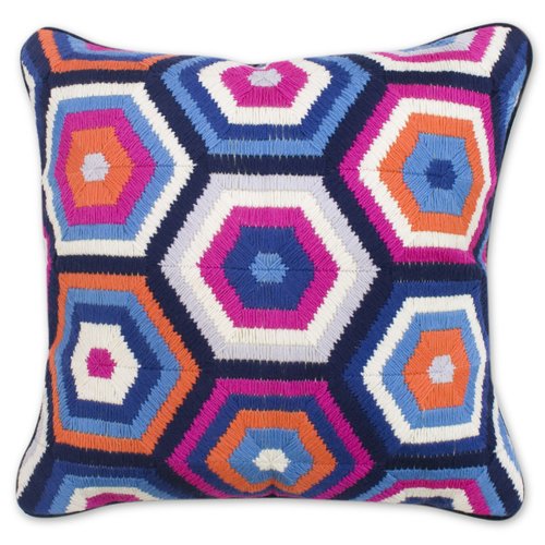 Kissen, "Honeycomb blue & pink"