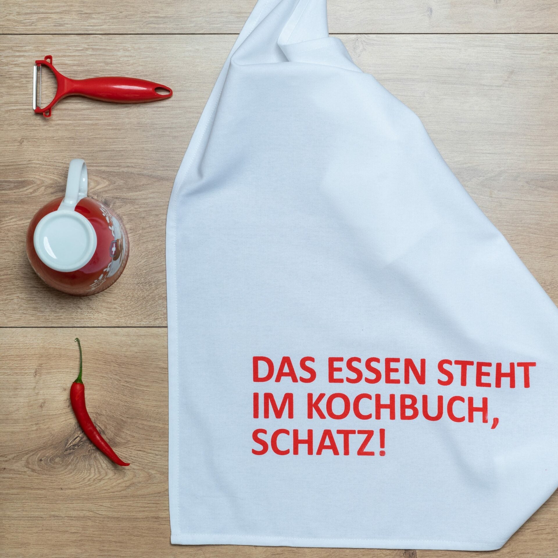 Geschirrtuch "Das Essen steht im Kochbuch..." von 17;30