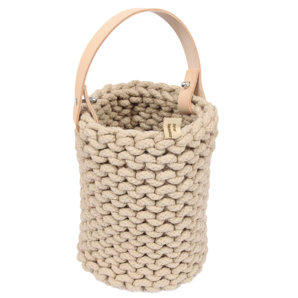 Bottle Bag mit Lederhenkel, beige