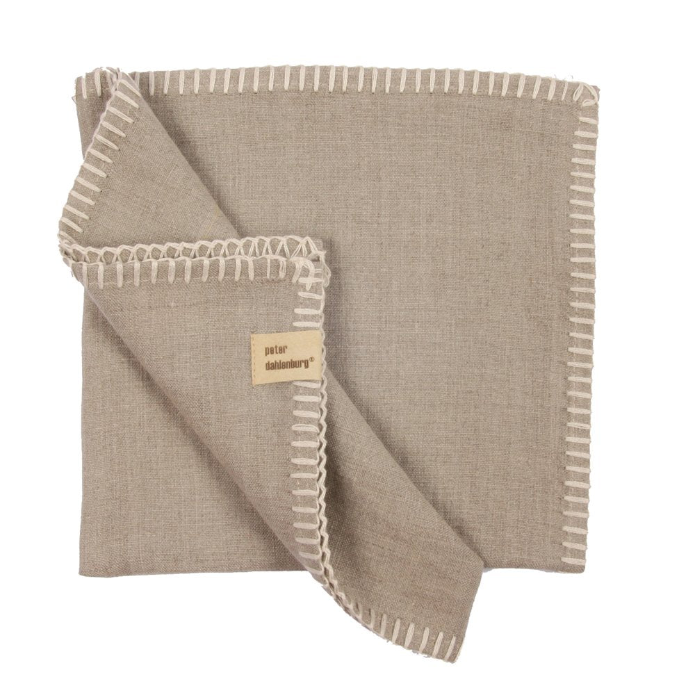 Serviette, Leinen, beige