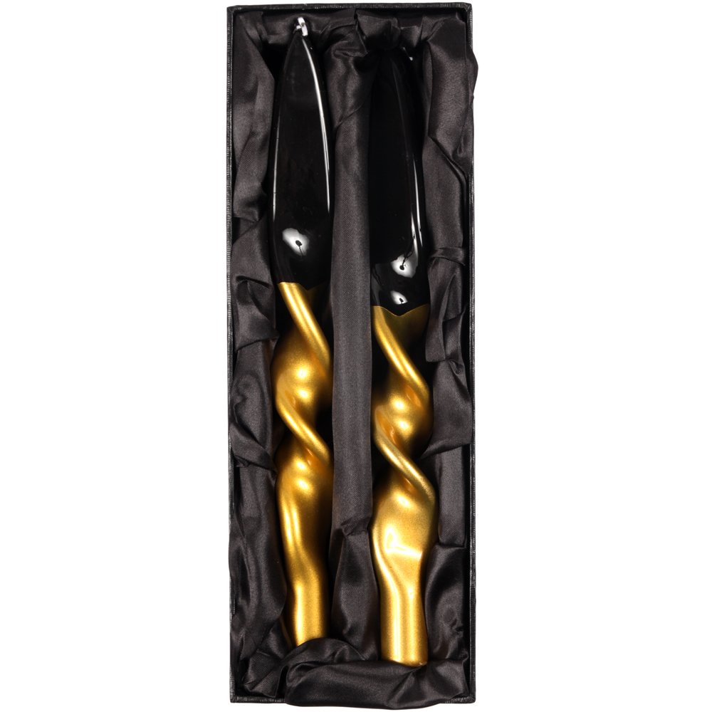Geschenkbox "Glamour": 2 twisted candles gold/schwarz von Graziani