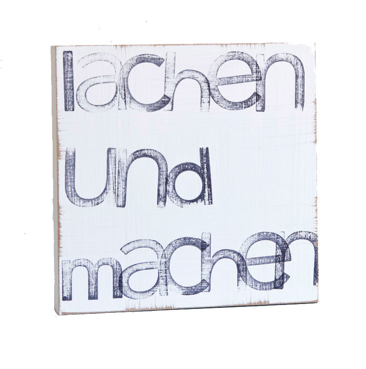 Textplatte "lachen und machen" 15x15cm, iopla