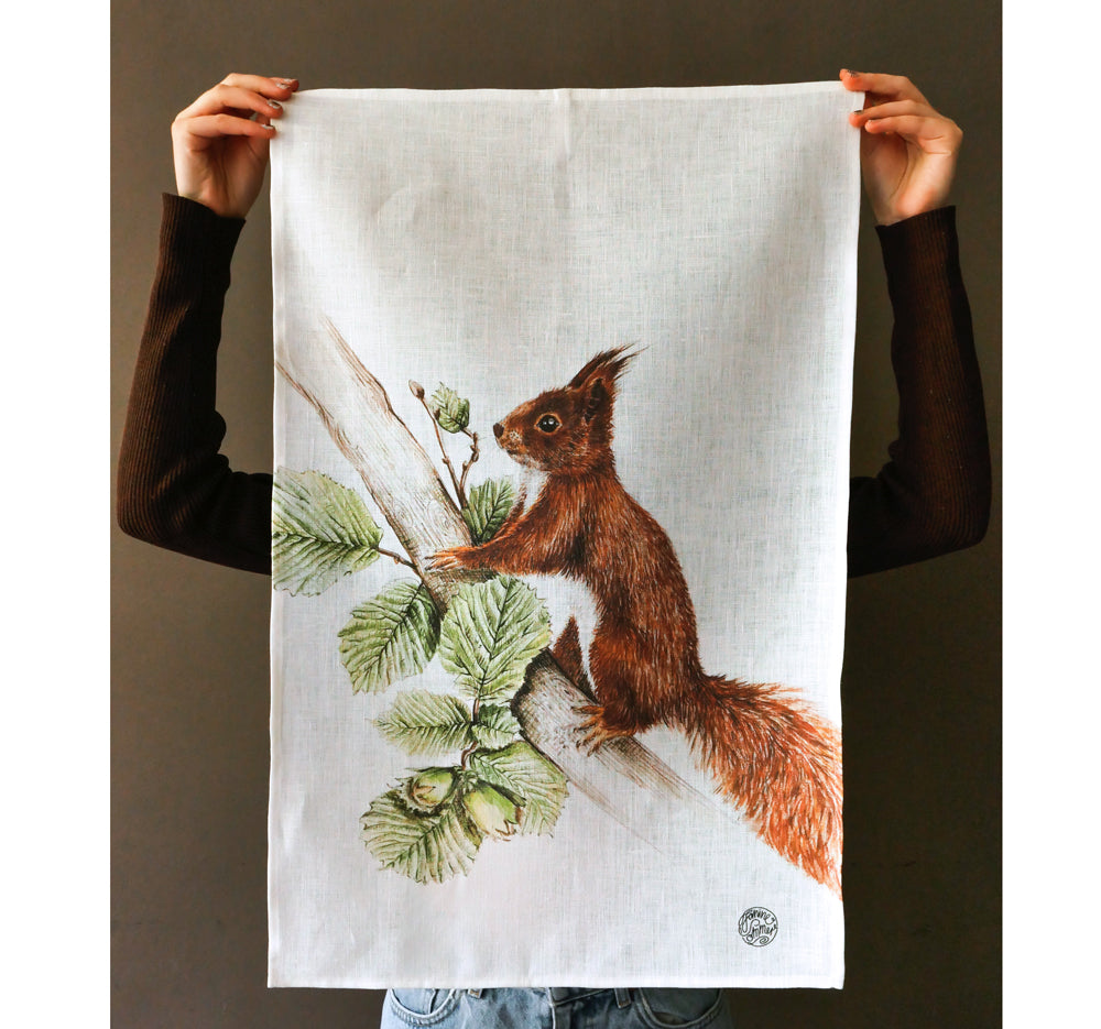 Geschirrtuch Eichhörnchen auf Ast