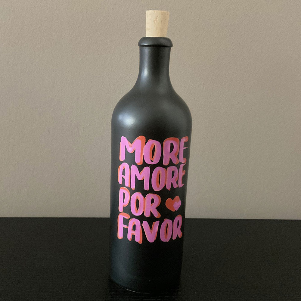 Keramikflaschen für Olivenöl, "More amore por favor"
