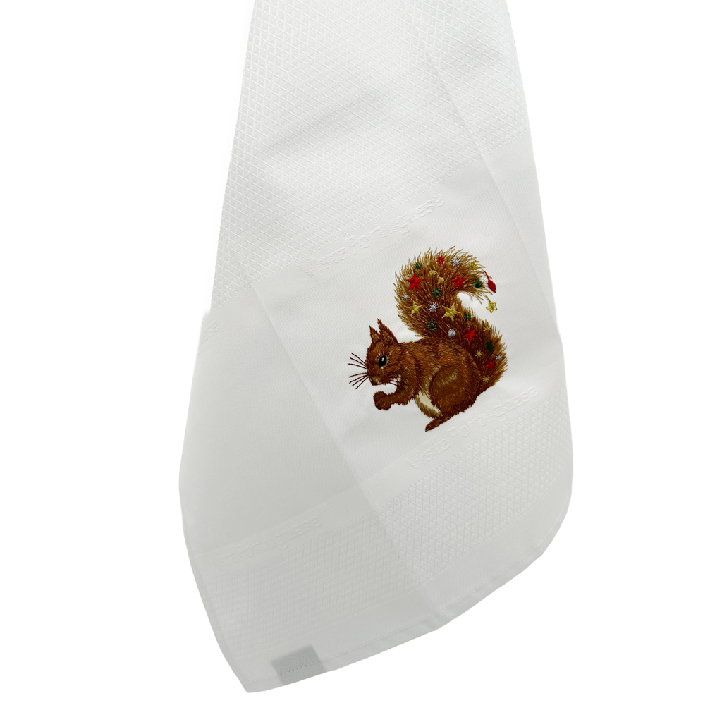 Geschirrtuch Weihnachts-Eichhörnchen, weiß