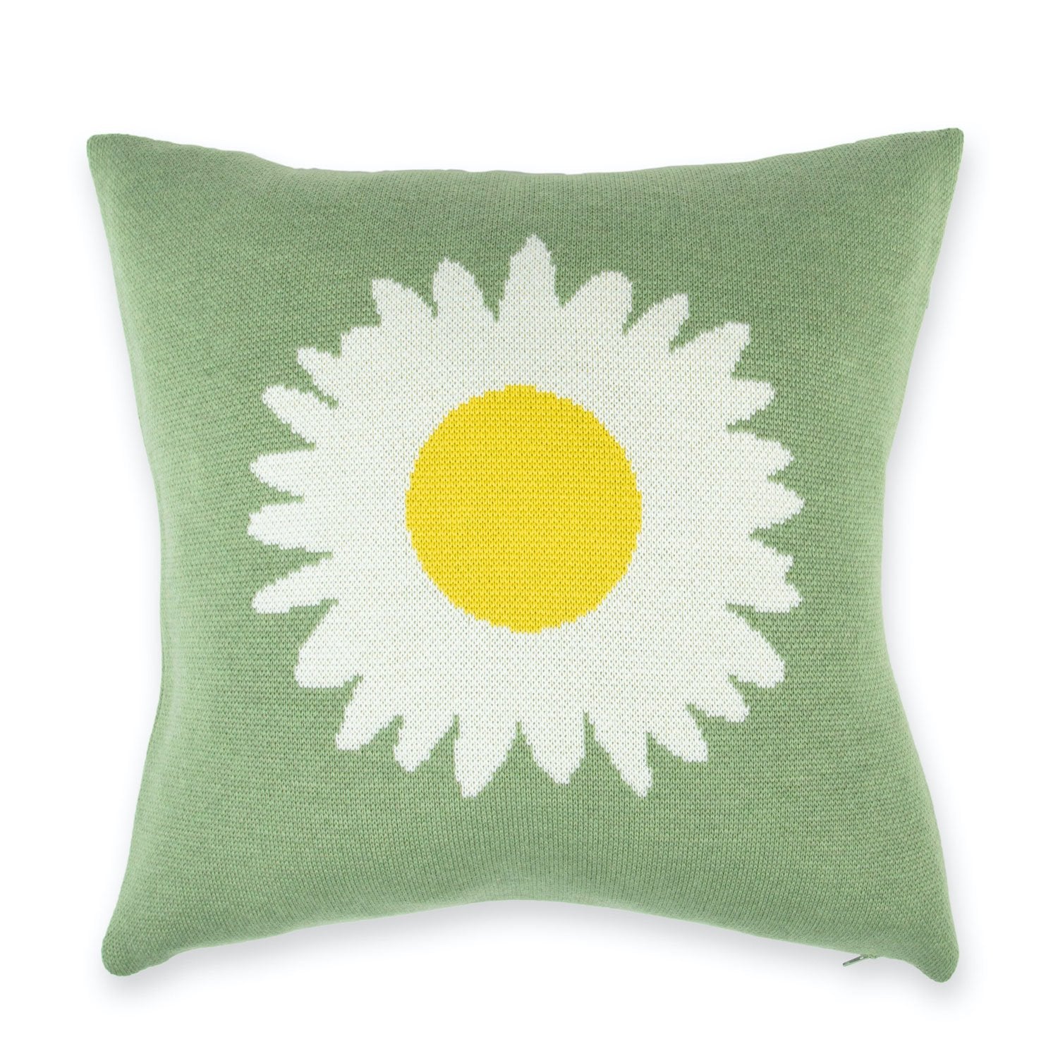 Fröhliche Kissenhülle "grüne Blume", 100 % Merinowolle, Lenz und Leif, made in Germany
