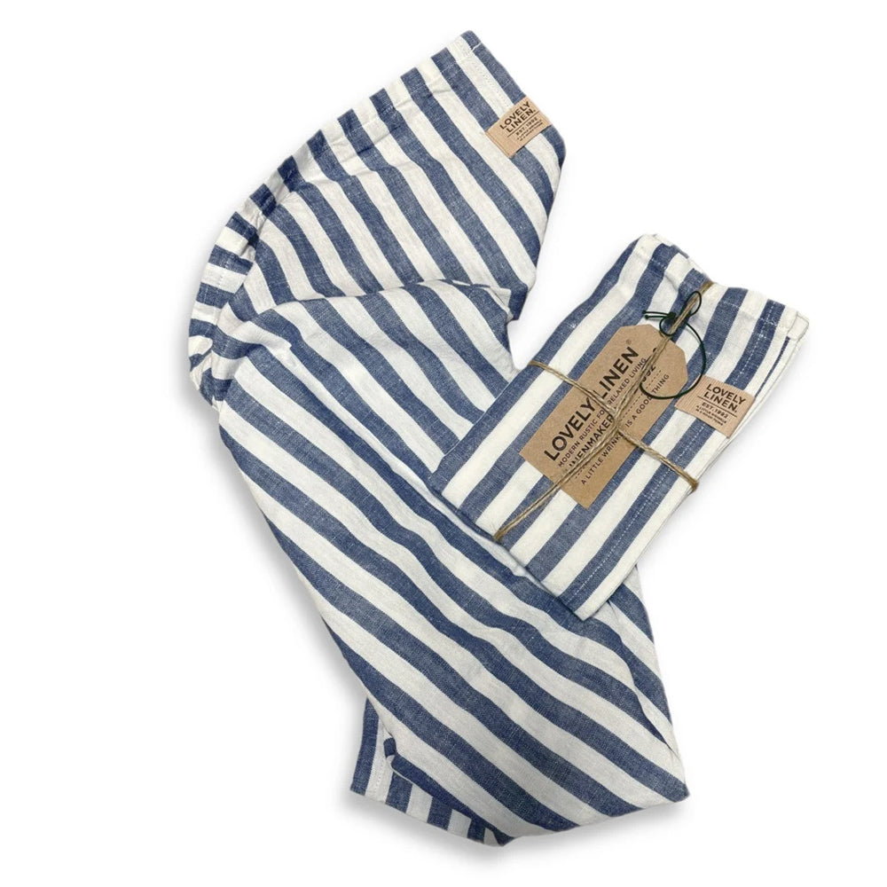 Geschirrtuch, Leinen,Lovely Linen, Streifen denim blue