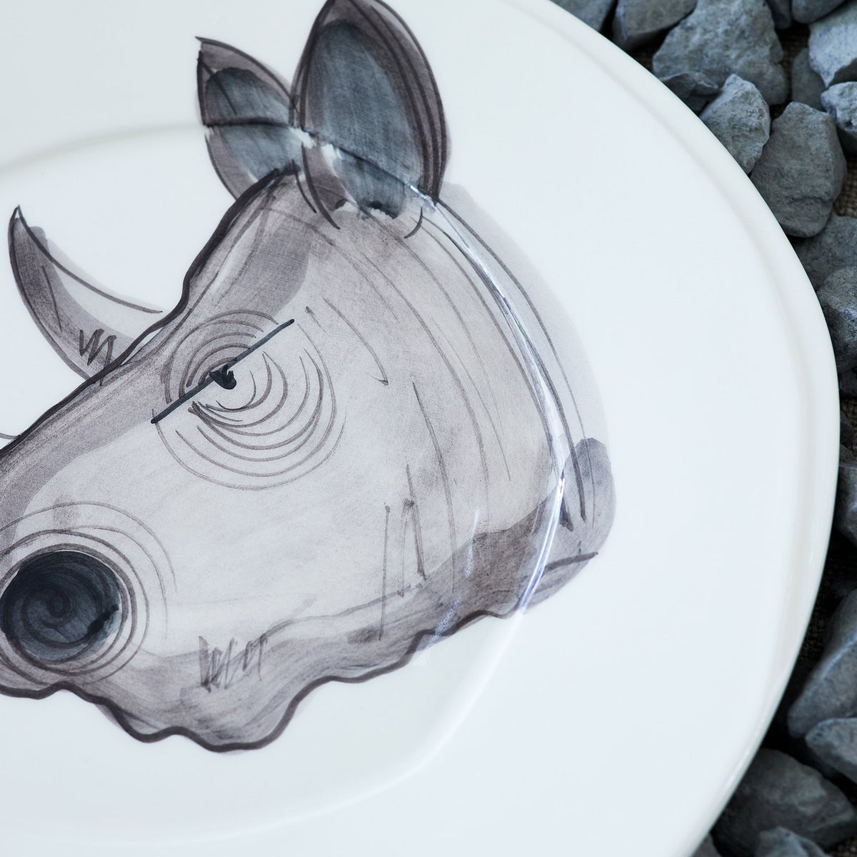 Essteller "Nashorn", Handarbeit aus Italien
