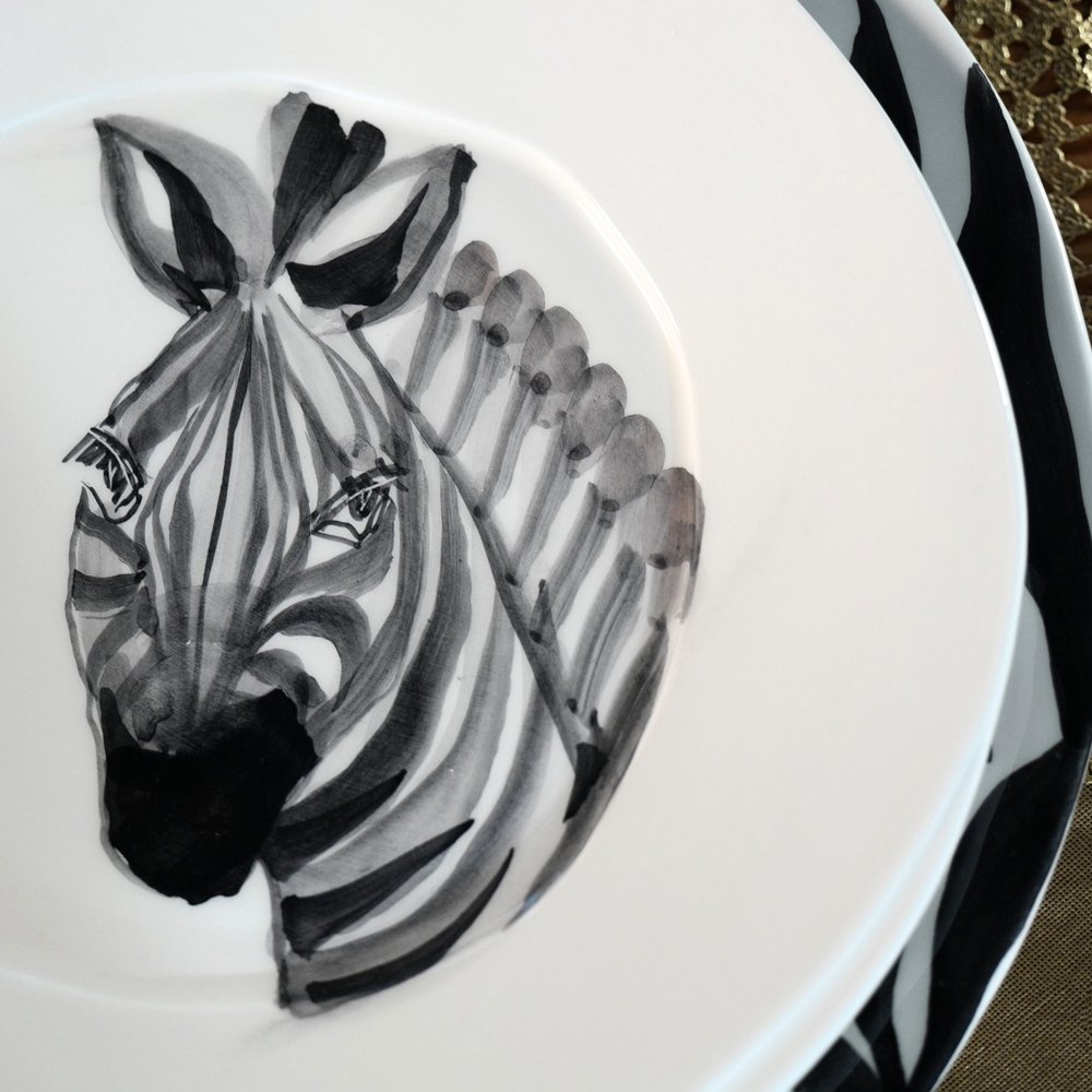 Essteller "Zebra", Handarbeit aus Italien