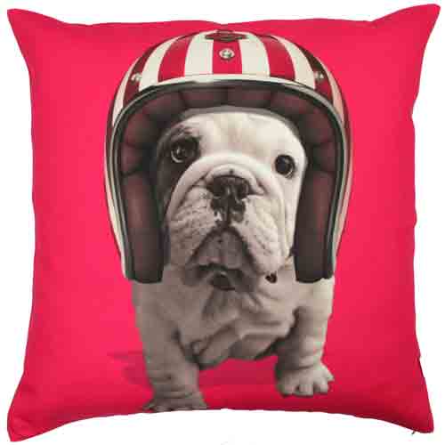 Kissenhülle "Hund mit Helm", pink