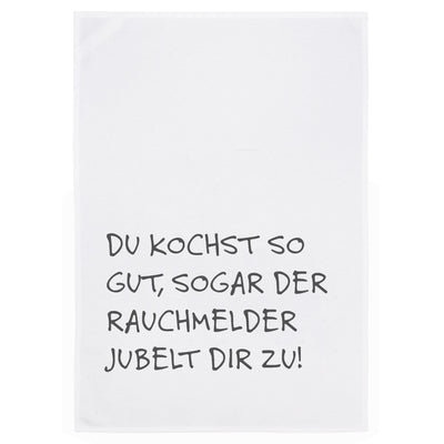 Geschirrtuch "Du kochst so gut, sogar der Rauchmelder jubelt Dir zu " von 17;30