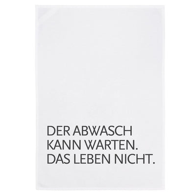 Geschirrtuch "Der Abwasch kann warten, das Leben nicht" von 17;30, weiß