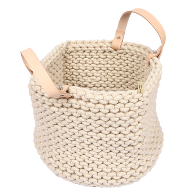 Strickkorb mit Lederhenkel, S