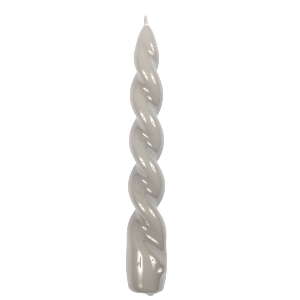 Twisted Candle von Graziani, "pearl grey", 20 cm