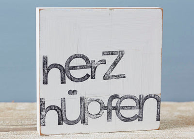 Textplatte "herzhüpfen" 15x15cm, iopla