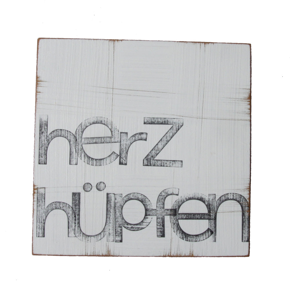 Textplatte "herzhüpfen" 15x15cm, iopla