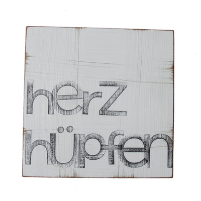 Textplatte "herzhüpfen" 15x15cm, iopla