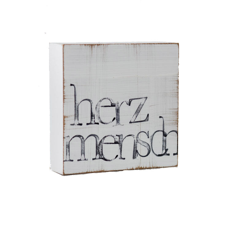 Textplatte "herzmensch" 10x10cm, iopla