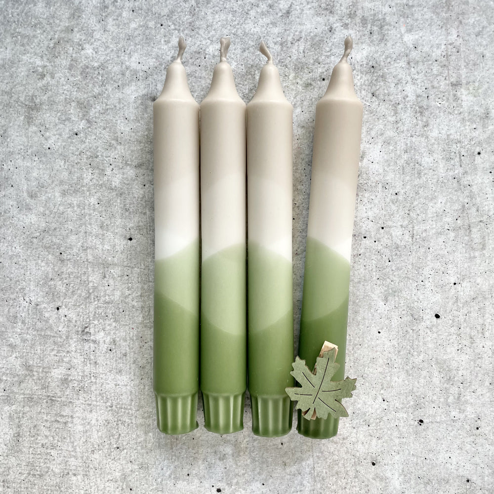 Dip Dye Kerzen, "oliv/beige", 1 Kerze