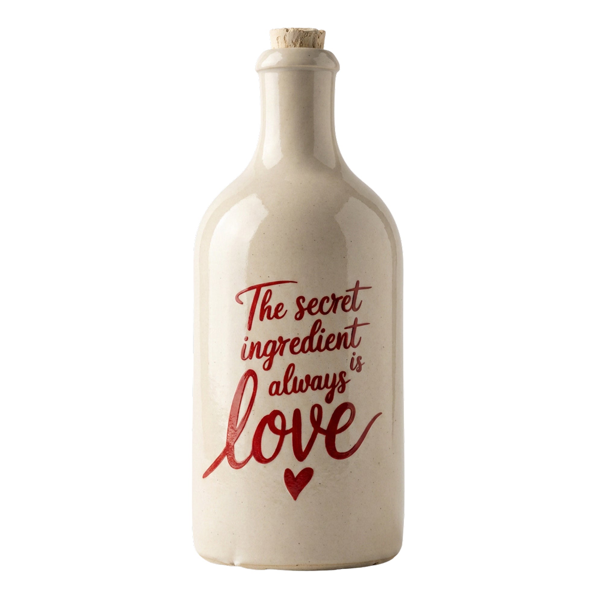Keramikflasche für Olivenöl "The secret ingredient is always love"