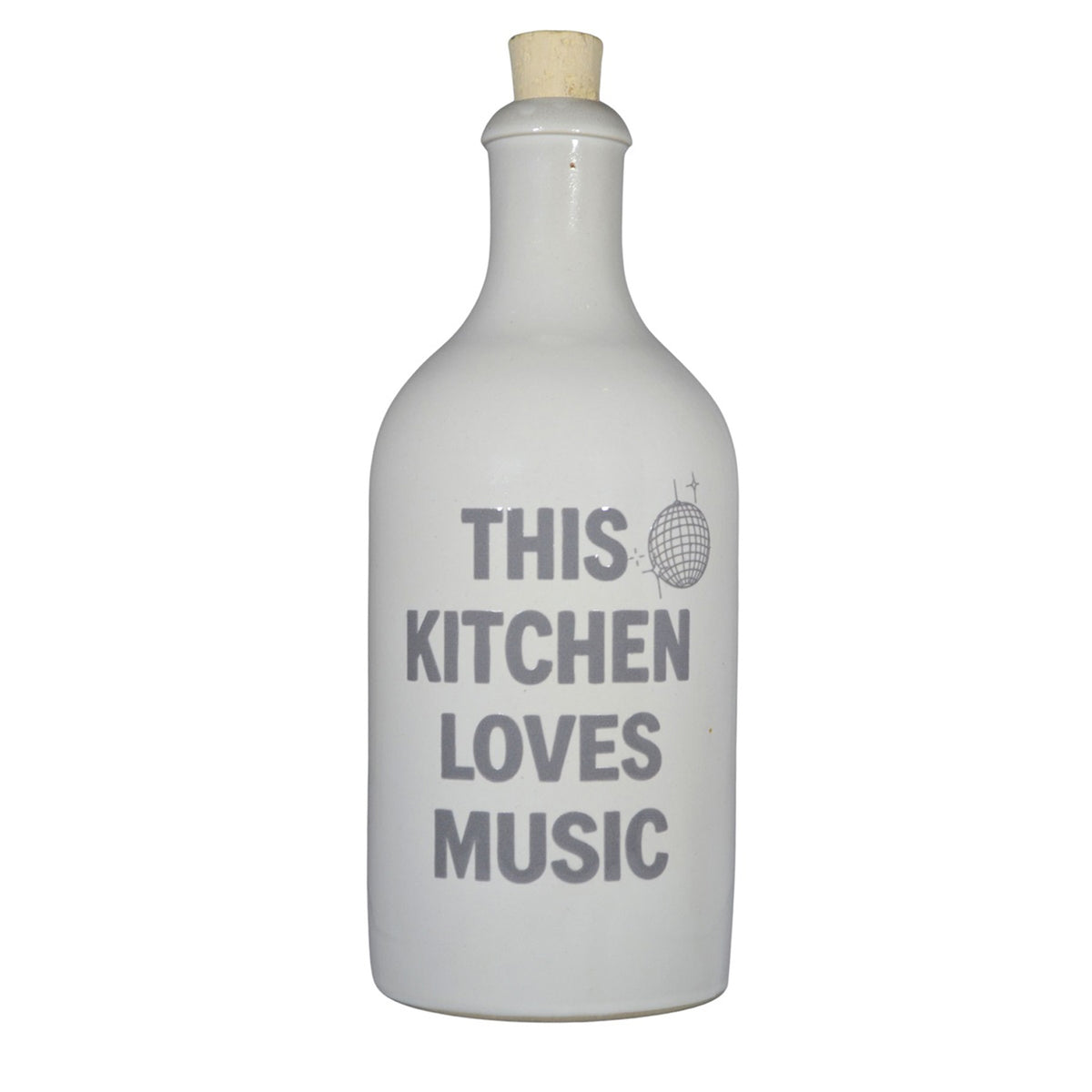 Keramikflasche für Olivenöl "This Kitchen Loves Music"