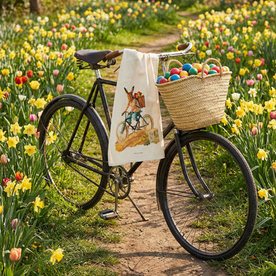 Geschirrtuch  "Hase auf Fahrrad"