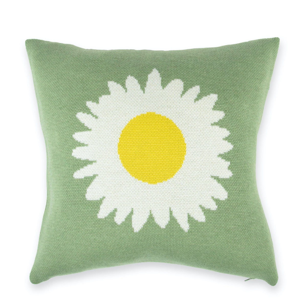 Fröhliche Kissenhülle "grüne Blume", 100 % Merinowolle, Lenz und Leif, made in Germany