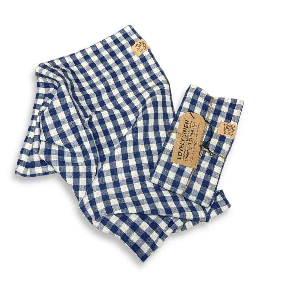 Geschirrtuch, Leinen, Lovely Linen, Karo denim blue