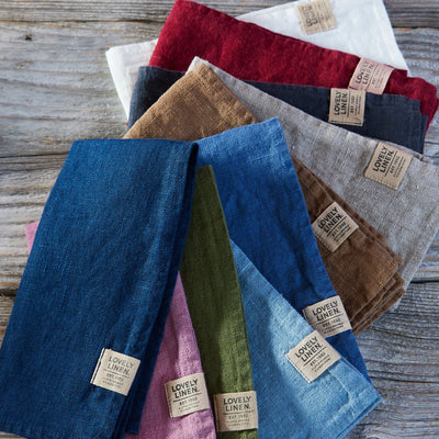 Serviette, Leinen stonewashed, Casual von Lovely Linen, mauve