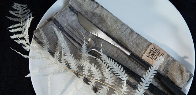 Serviette, Leinen, Lovely Linen, stripe black