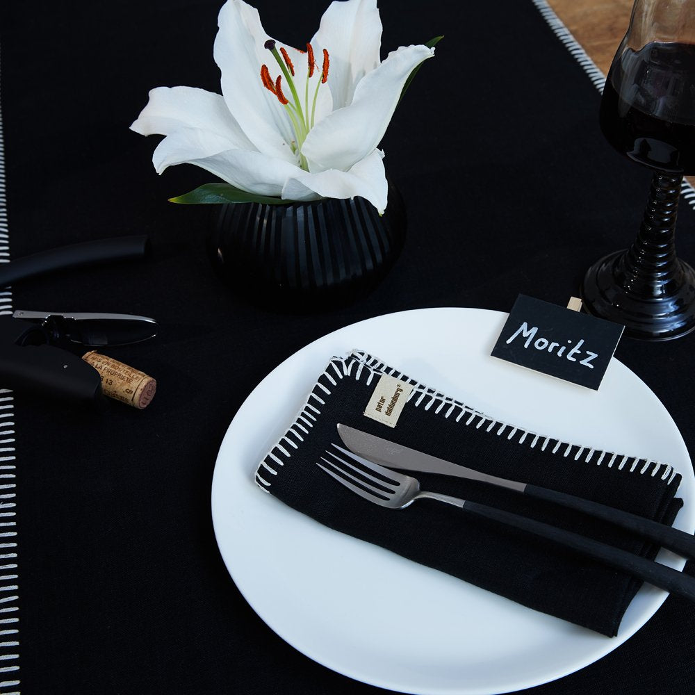 Serviette, Leinen, schwarz