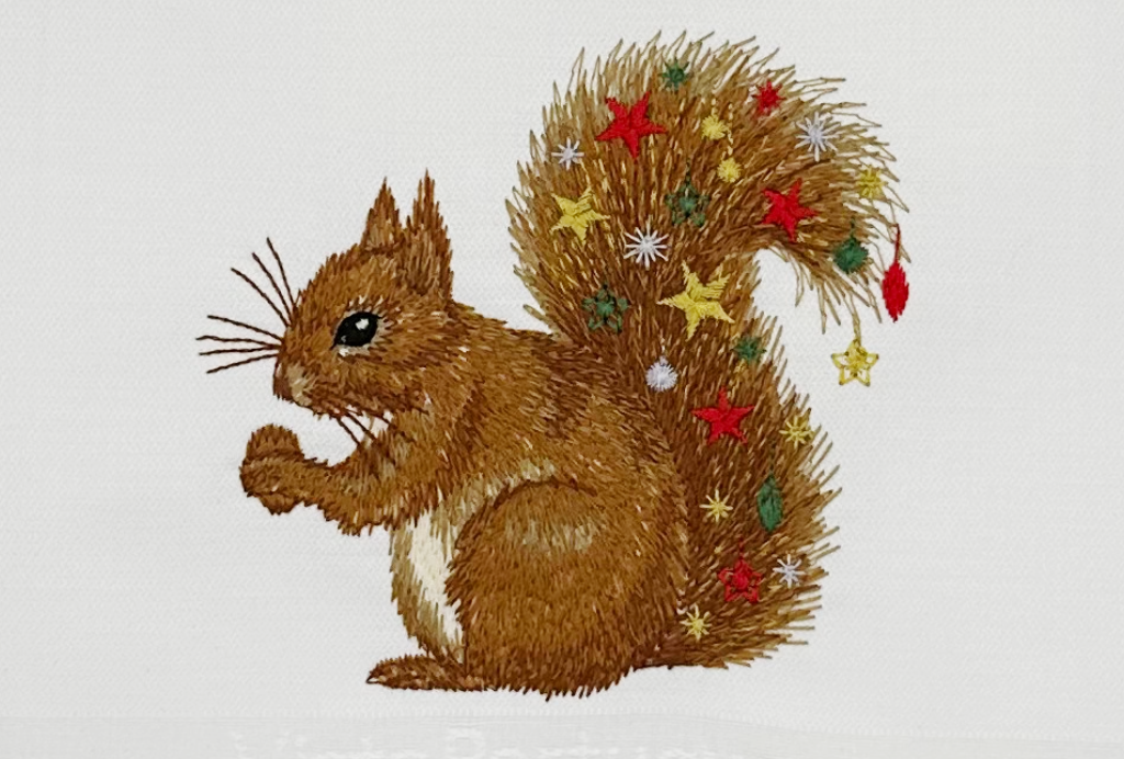 Geschirrtuch Weihnachts-Eichhörnchen, weiß