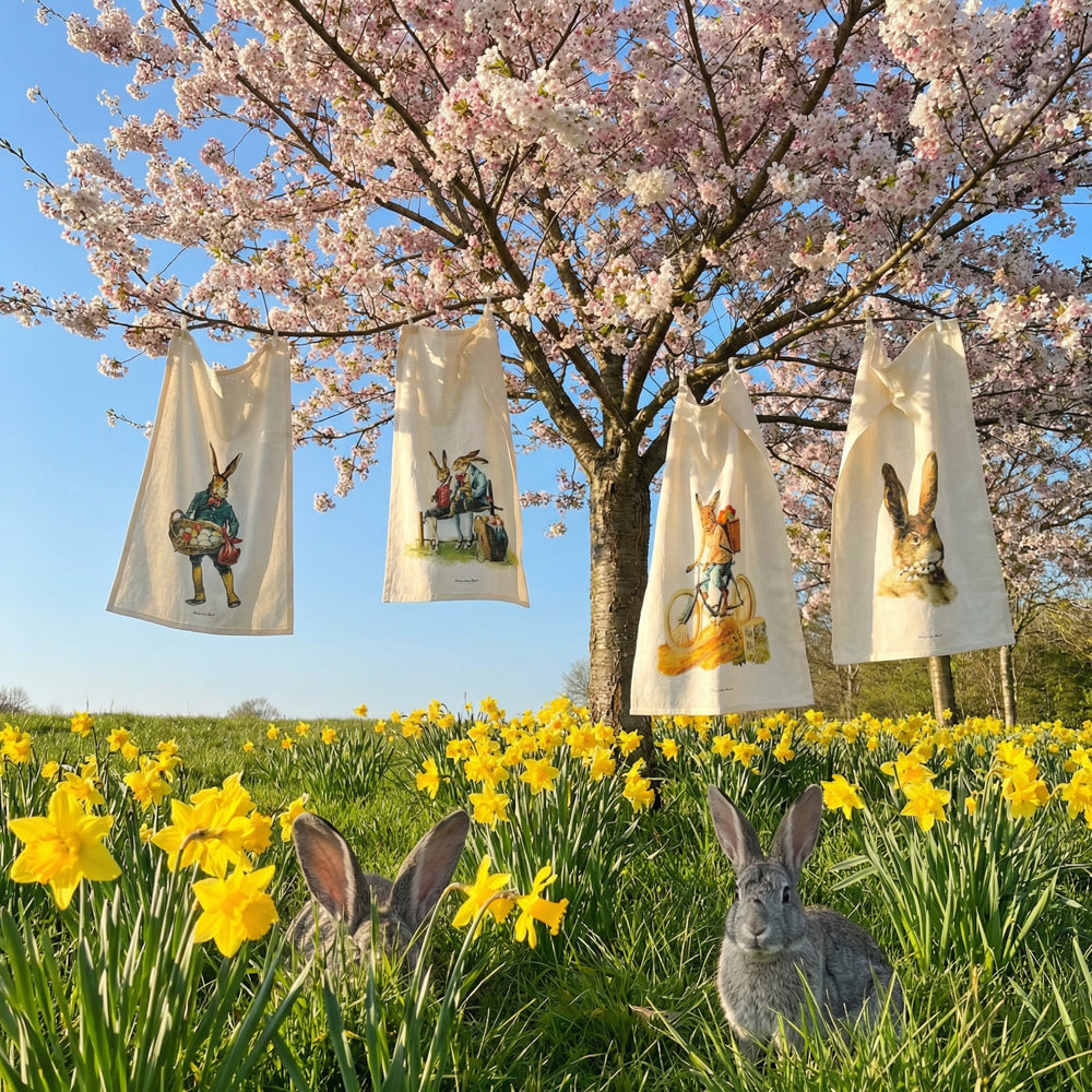 Geschirrtuch  "Hase auf Fahrrad"