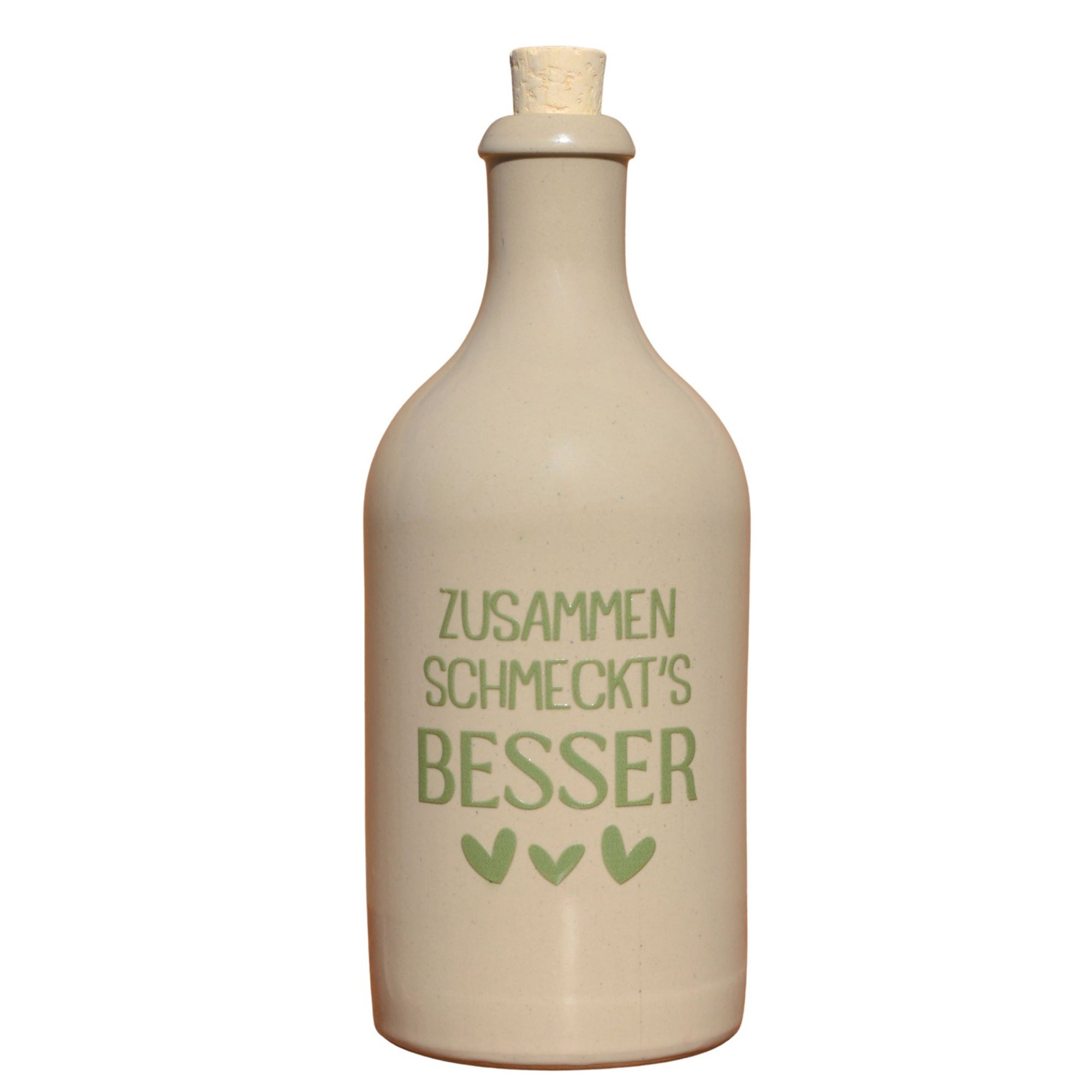 Keramikflasche für Olivenöl "Zusammen schmeckt´s besser"
